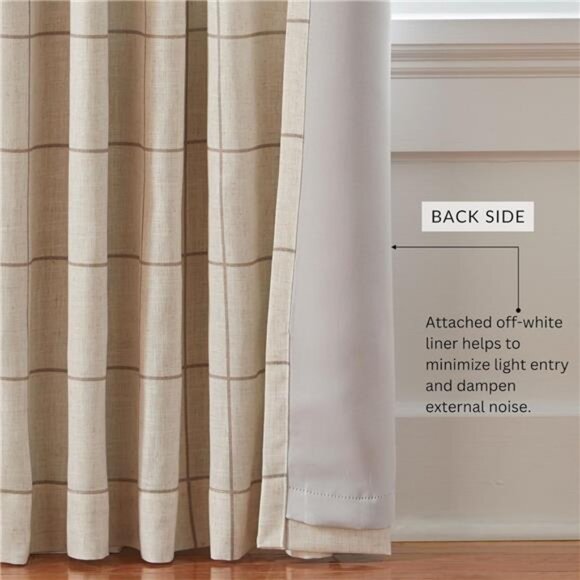 Home Fashions Brighton Windowpane Plaid Blackout Window Curtain, Living Room - Picture 5 of 8